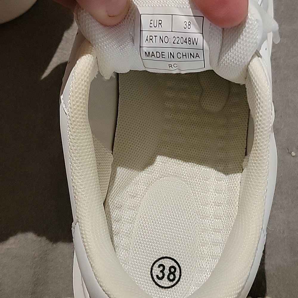 White Faux Leather Platform Sneakers Size 38 - Picture 5 of 6